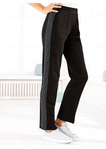 Damen Homewearpants, schwarz, Gr. 38, gemustert, animal-print, unifarben, 100% Baumwolle, Hosen