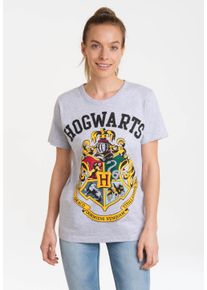 logoshirt Damen T-Shirt "Harry Potter - Hogwarts", grau, casual, Gr. XS, bedruckt, 95% Baumwolle, 5% Viskose, Shirts, mit lizenziertem Print
