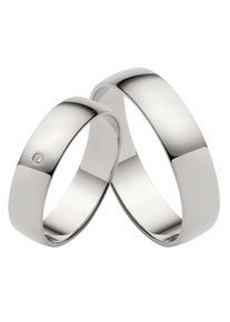 Firetti Trauring "Schmuck Geschenk Gold Hochzeit Ehering Trauring "LIEBE"", 16,5, 0,01 ct SI = kleine Einschlüsse mit Brillant, Weißgold 375, 5mm,