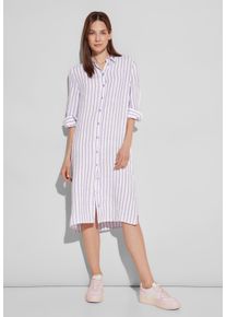 Street One Damen Blusenkleid, lila, casual, Gr. 38, gestreift, Stoff, 100% Leinen, Kleider, aus Leinen