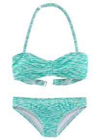 Venice Beach Kinder Bandeau-Bikini, grün, Gr. 122, Melange-Effekt, Polyamid, Bikini-Sets, regulierbares Top, seitliche Stäbchen