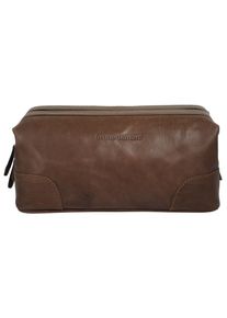 Bruno Banani Kulturbeutel, braun, Leder, unifarben, leicht glänzend, Taschen, echt Leder