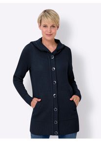 Classic Basics Damen Kapuzenstrickjacke, blau, Gr. 40, unifarben, 100% Polyacryl, Strickjacken