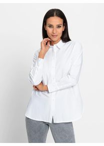 Heine Damen Hemdbluse, weiß, Gr. 50, unifarben, 50% Baumwolle, 50% Polyester, Blusen
