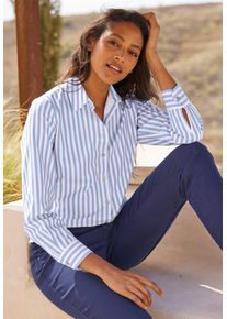 Heine Damen Hemdbluse, blau, Gr. 34, gemustert, gestreift, mehrfarbig, 100% Baumwolle, Blusen
