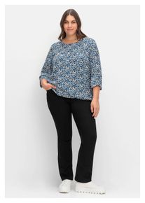 sheego Damen Stretch-Hose "Große Größen", schwarz, casual, Gr. 42, unifarben, Obermaterial: 98% Baumwolle, 2% Elasthan, Hosen, bootcut, im