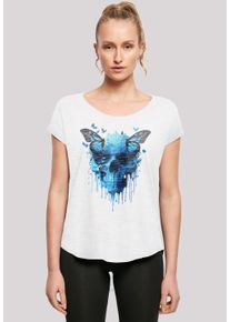 F4NT4STIC Damen T-Shirt "Totenkopf mit Schmetterling", weiß, casual, Gr. XS, Obermaterial: 100% Baumwolle, Shirts, Print