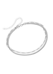Smart Jewel Damen Fußkette "Figarokette, Schlangenkette flach, Silber 925", 28cm, Silber 925 (Sterlingsilber), silber, Silber 925 (Sterlingsilber),