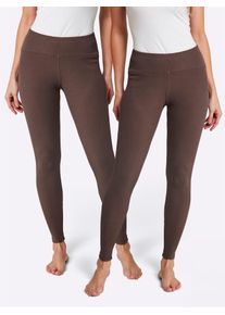 wäschepur WÄSCHEPUR Damen Leggings, braun, Gr. 36, unifarben, 72% Baumwolle, 28% Polyester, Hosen