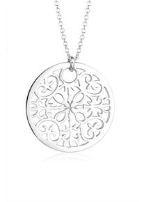 Elli Damen Kette mit Anhänger "Ornament Symbol Anhänger Rund 925 Silber", 70,mit Steinen, Silber 925 (Sterlingsilber), L: 70cm, silber, Silber 925