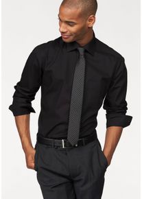 OLYMP Herren Businesshemd "Luxor modern fit", schwarz, klassisch, Gr. 44, unifarben, Obermaterial: 100% Baumwolle, Hemden, Bügelfrei