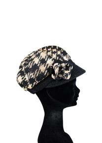 Damen Schirmmütze "Hahnentritt", braun, Collezione Alessandro, Wolle, Mützen