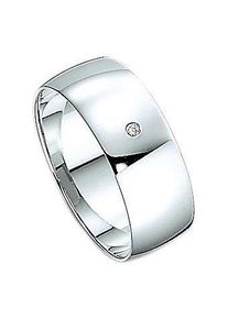 Firetti Trauring "Schmuck Geschenk Gold Hochzeit Ehering Trauring "LIEBE"", 17,5, 0,01 ct SI = kleine Einschlüsse mit Brillant, Weißgold 375, 7mm,