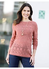 Classic Basics Damen Ajourpullover "Ajour-Pullover", rot, Gr. 48, unifarben, 100% Polyacryl, Pullover