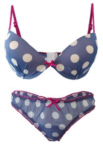 Family Trends Damen Set: Push-up-BH "gepolsterter Bügel BH", Gr. 75, blau, 100% Polyester, BH-Sets, mit hervorragender Passform