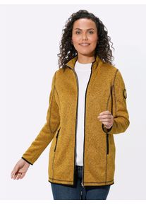 Casual Looks Damen Fleecejacke, gelb, Gr. 38, gemustert, mehrfarbig, meliert, 100% Polyester, Paspelierung:100% Polyester, Jacken