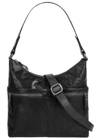 SPIKES & SPARROW Damen Umhängetasche, SPIKES & SPARROW, schwarz, Leder, unifarben, leicht glänzend, Taschen, echt Leder