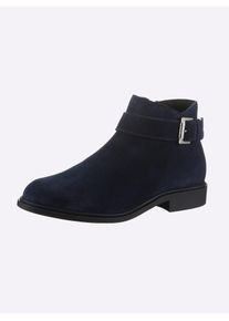 Heine Damen Stiefelette, Gr. 39, blau, Leder, Veloursleder, Veloursleder, modisch, Schuhe