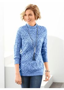 Classic Basics Damen Stehkragenpullover "Pullover", blau, Gr. 38, unifarben, 60% Polyacryl, 40% Baumwolle, Pullover