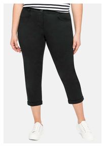 sheego Damen 7/8-Hose "Große Größen", schwarz, sportlich, Gr. 44, unifarben, Obermaterial: 97% Baumwolle, 3% Elasthan, Hosen, in
