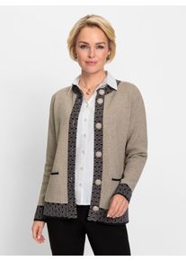 CLASSIC Damen Strickjacke, beige, Gr. 38, gemustert, 50% Modal, 30% Polyamid, 20% Polyester, Strickjacken