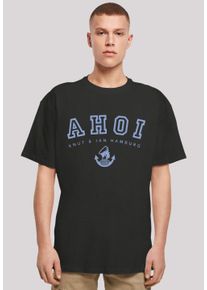 F4NT4STIC Herren T-Shirt "Oversized T-Shirt Ahoi Knut & Jan Hamburg", schwarz, casual, Gr. L, Obermaterial: 100% Baumwolle, Shirts, Print