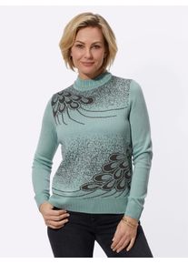 Classic Basics Damen Stehkragenpullover "Pullover", grün, Gr. 40, gemustert, 100% Polyacryl, Pullover