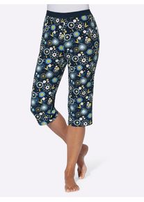 Damen Schlafhose, Gr. 52, blau, 100% Baumwolle, geblümt, gemustert, mehrfarbig, Hosen