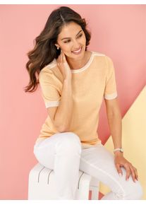 Classic Basics Damen Kurzarmpullover "U-Boot-Pullover", rot, Gr. 54, gemustert, gestreift, 100% Polyacryl, Pullover