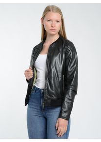 Maze Damen Blouson "42021143", schwarz, Gr. S, Obermaterial: 100% Lammleder / Innenfutter: 100% Baumwolle / Ärmelfutter: 100% Polyester / Strick: