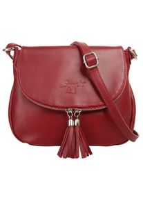 Samantha Look Damen Umhängetasche, rot, Leder, unifarben, leicht glänzend, Taschen, echt Leder, Made in Italy