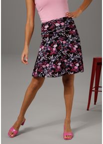 Aniston CASUAL Damen Sommerrock, bunt, modisch, Gr. 34, geblümt, bedruckt, Single Jersey, Obermaterial: 95% Viskose, 5% Elasthan, Röcke, mit