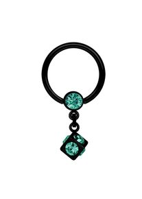 Adelia´s ADELIA ́S Damen Intimpiercing "Piercing Intimpiercing ", blau, modisch, Stahl, Piercings, Stahl - Intimring PVD schwarz mit Kette und 5 mm Würfel