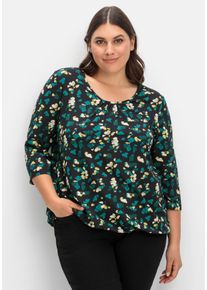 Große Größen 3/4-Arm-Shirt mit floralem Alloverdruck Gr. 44/46 schwarz geblümt von sheego für Damen