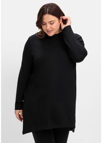 Große Größen Longshirt aus Interlock, im Vokuhila-Schnitt Gr. 48/50 schwarz von sheego für Damen