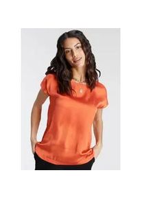 Shirtbluse Laura Scott Gr. 38, orange (orangerot) Damen Blusen aus Satin und Jersey