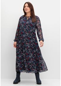 Große Größen Chiffonkleid in Maxilänge, mit Alloverprint Gr. 54 blau geblümt von sheego für Damen