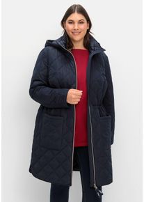 Große Größen Leichter Steppmantel mit Kapuze Gr. 44 blau von sheego für Damen