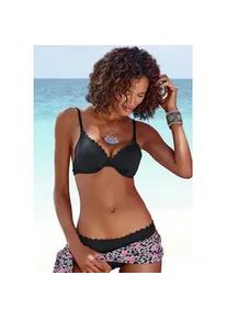 Bügel-Bikini-Top Lascana "Scallop" Gr. 34, Cup B, schwarz Damen Bikini-Oberteile mit Wattierung