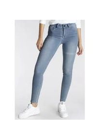 Skinny-fit-Jeans Arizona "Ultra Stretch" Gr. 52, N-Gr, blau (bleached) Damen Jeans extra-eng geschnittene Beinform, modische Used-Waschung