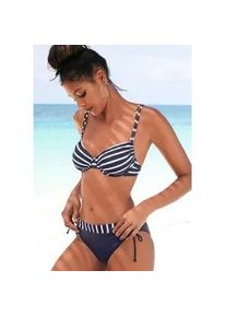 Bügel-Bikini Lascana Gr. 42, Cup B, blau (marine, weiß) Damen Bikini-Sets mit höherer geschnittener Bikini-Hose