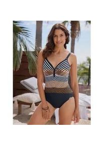 Badeanzug Sunflair Gr. 42, Cup C, braun (schwarz-braun-bedruckt) Damen Badeanzüge