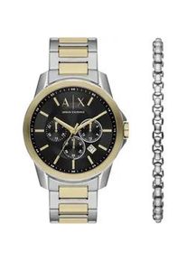 Giorgio Armani Chronograph ARMANI EXCHANGE "AX7148SET" Armbanduhren goldfarben (silberfarben, goldfarben) Herren Quarzuhr, Armbanduhr, Herrenuhr, Stoppfunktion, Geschenkidee