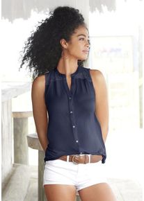 s.Oliver Strandtop blau Gr. 32/34 für Damen. V-Ausschnitt und Spitze. Figurumspielend