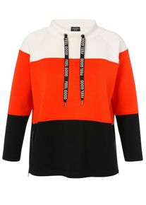 Via Appia Due Große Größen Sweatshirt im Colourblocking, mit Stehkragen Gr. 42 orange gestreift für Damen