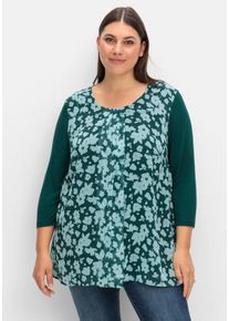 Große Größen 2-in-1-Blusenshirt mit bedrucktem Chiffon Gr. 50 grün geblümt von sheego für Damen