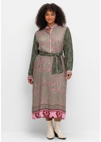 sheego loves miss goodlife Große Größen Maxikleid im Mustermix, mit Bindeband Gr. 52 grün geblümt von sheego für Damen