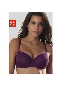 Schalen-BH Lascana "Luciana" Gr. 100, Cup E, lila (aubergine) Damen BHs aus zarter Spitze, Dessous