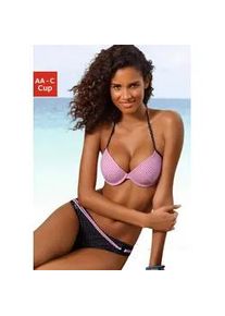 Push-Up-Bikini-Top Buffalo "Florida" Gr. 42, Cup B, rosa (rosa, schwarz) Damen Bikini-Oberteile mit Mustermix