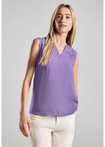 Street One Damen Blusentop, lila, casual, Gr. 42, unifarben, Stoff, 100% Viskose, Blusen, Mit Stickerei
